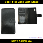 Book Flip Case with Strap For Sony Xperia XZ F8331 Slim Fit Look